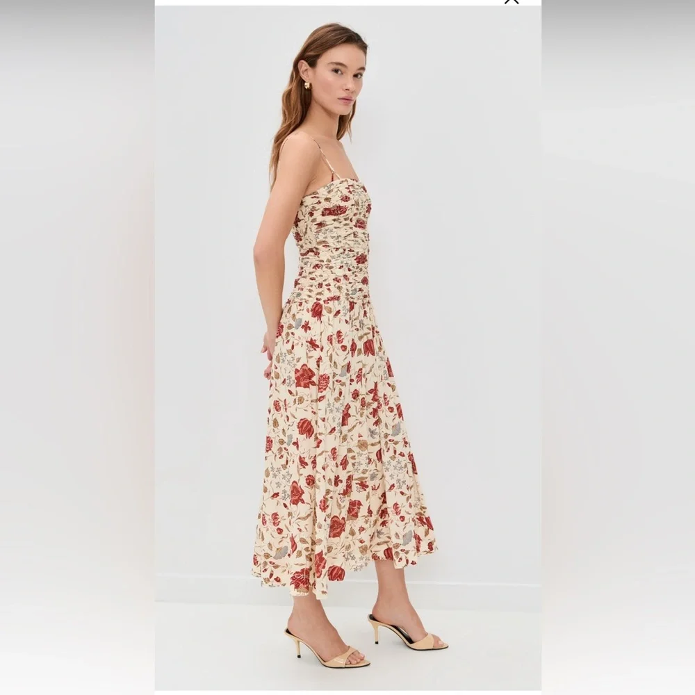 Reformation Azure Smocked Midi Dress in Gwendolyn (Size 8) - NWT - Picture 2 of 14